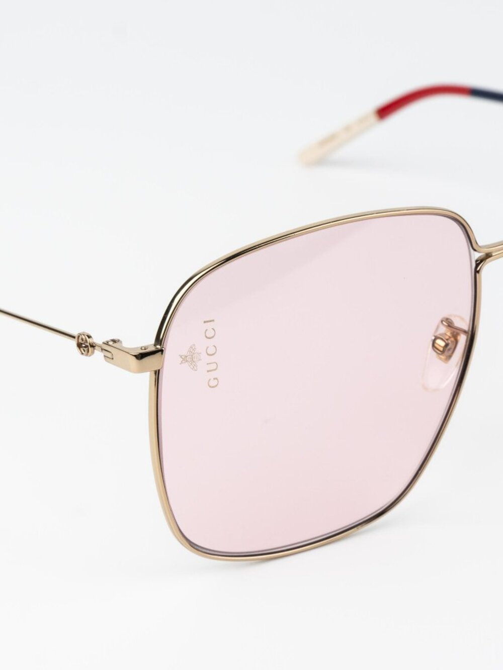 Gucci Women Sunglasses Gold Pink Square GG0394S 004 NEW AUTHENTIC - Picture 5 of 13